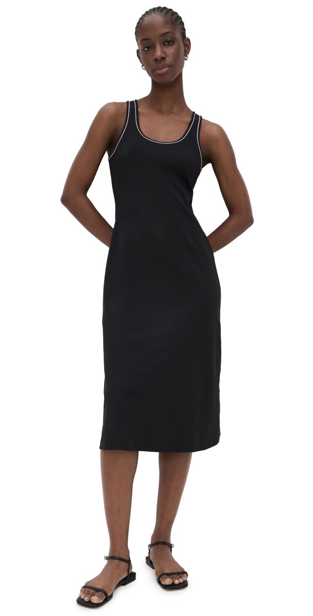 Theory Rib Tank Dress Black