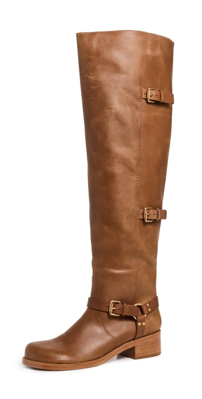 FARM Rio Distressed Leather Over the Knee Boot Walnut