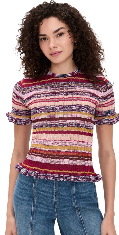 Ulla Johnson Miya Short Sleeve Knit Top Prism