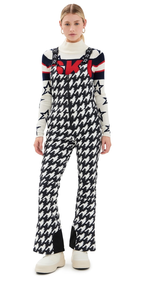 Perfect Moment Jg Bib Ski Pants Black And White Houndstooth
