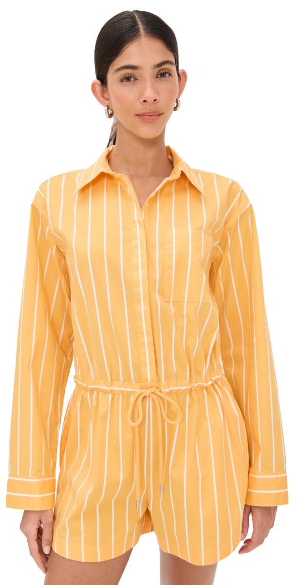 Pistola Denim Amelie Romper Papaya Stripe