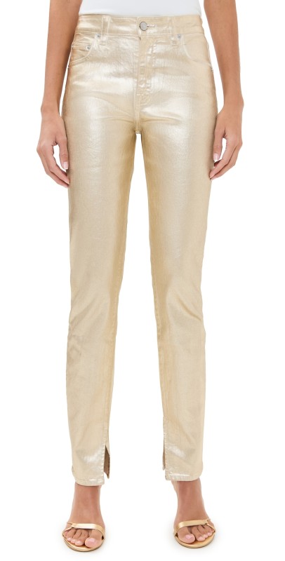 SIMKHAI Rae Ankle Skinny Jeans Matte Gold
