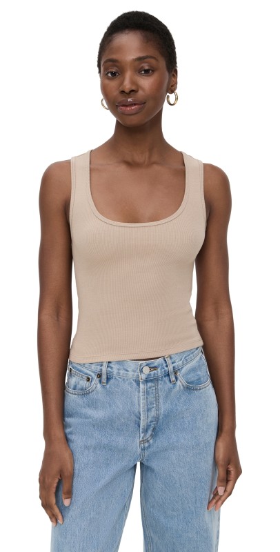 Good American Micro Rib Tank Top Mineral001