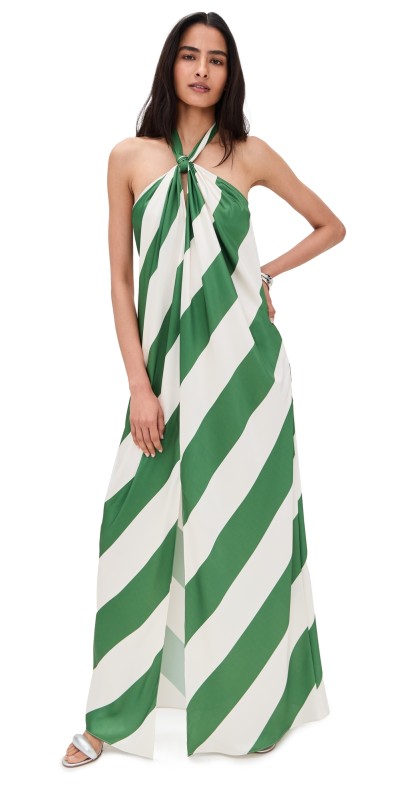 Ronny Kobo Chantell Dress PALM GREEN IVORY