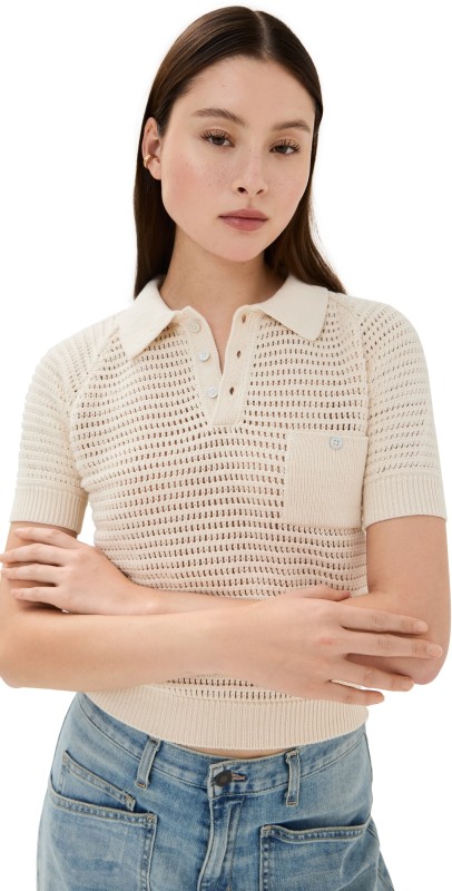 Alix of Bohemia Lessi Oyster Crochet Top Oyster