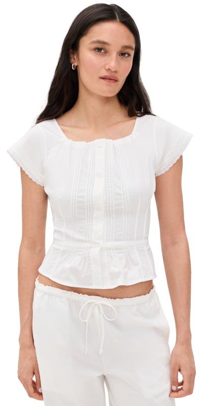 Peachy Den Renee Blouse Porcelain