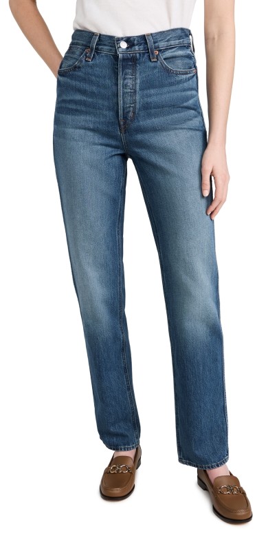 Alex Mill The Carla High Rise Straight Jeans Vintage Dark Indigo
