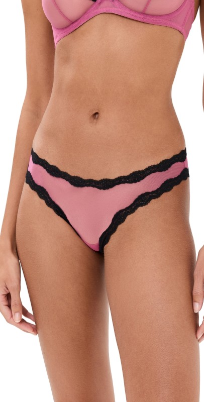 Fleur du Mal Sheer Tulle Thong Pretty Pink