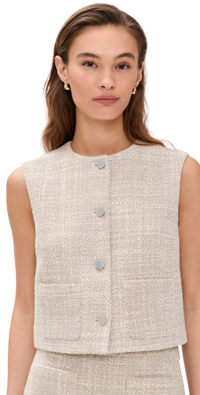 Theory Patch Pocket Vest Taupe Multi