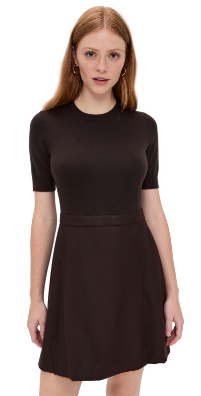 Theory Deep Pleat Dress Cacao