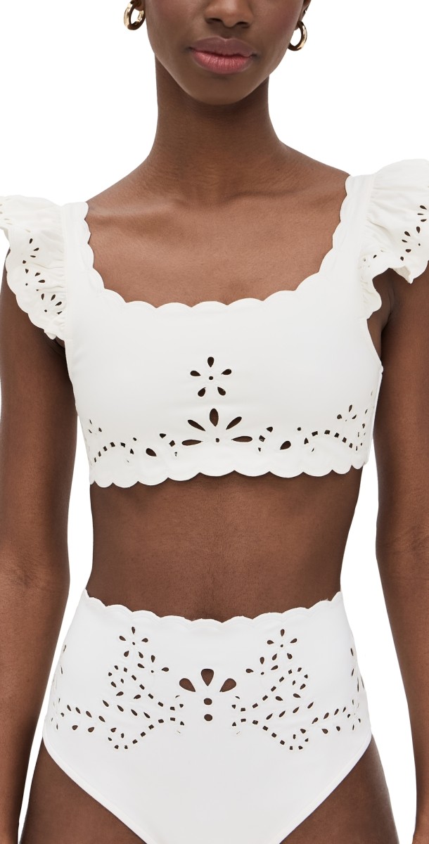 Sea Liat Swim Flutter Sleeve Bikini Top White