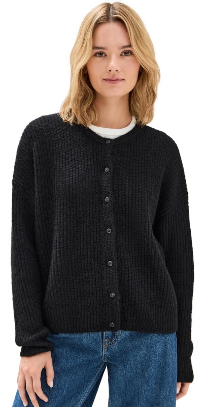 Jenni Kayne Hayes Crewneck Cardigan Black