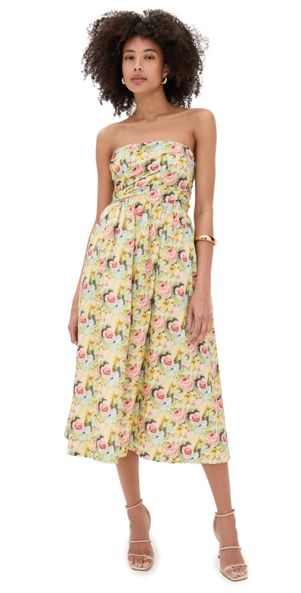 En Saison Cairo Midi Dress Pink Yellow Multi