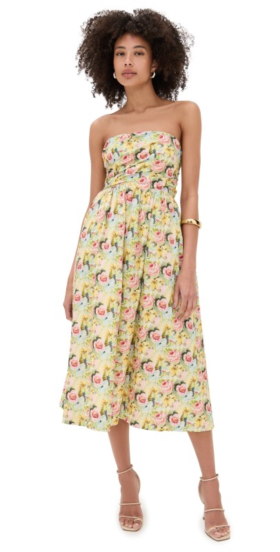 En Saison Cairo Midi Dress Pink Yellow Multi