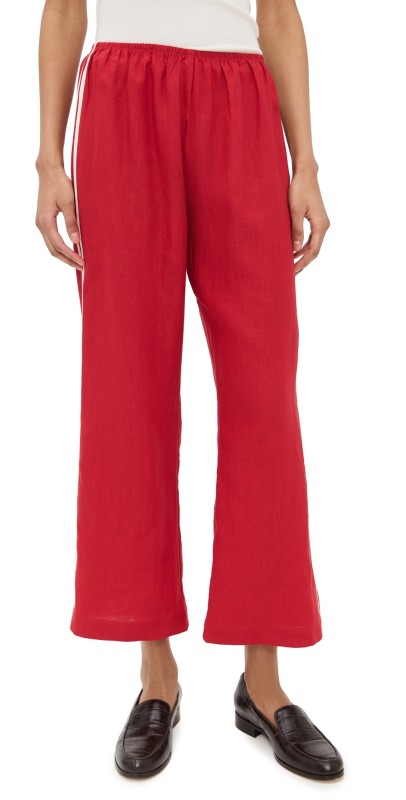 DONNI. The Linen Stripe Crop Racer Pants Bell Pepper