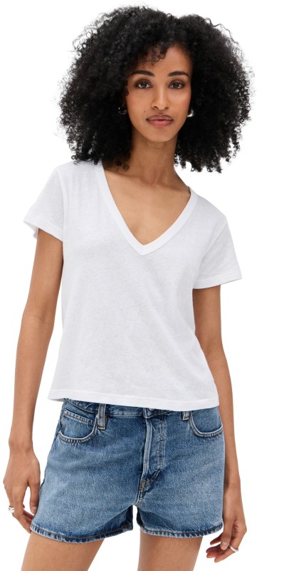 Leset Laura V Neck Tee White