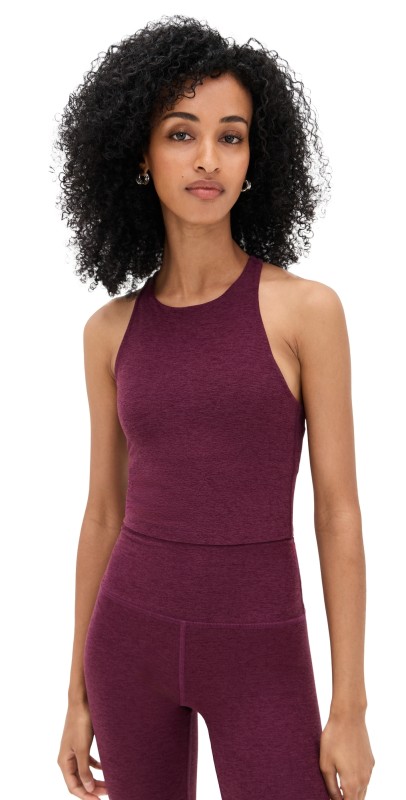 Beyond Yoga Spacedye Refocus Cropped Tank Midnight Burgundy Heather