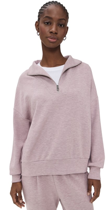Varley Hawley Half Zip Sweatshirt Mauve Marl