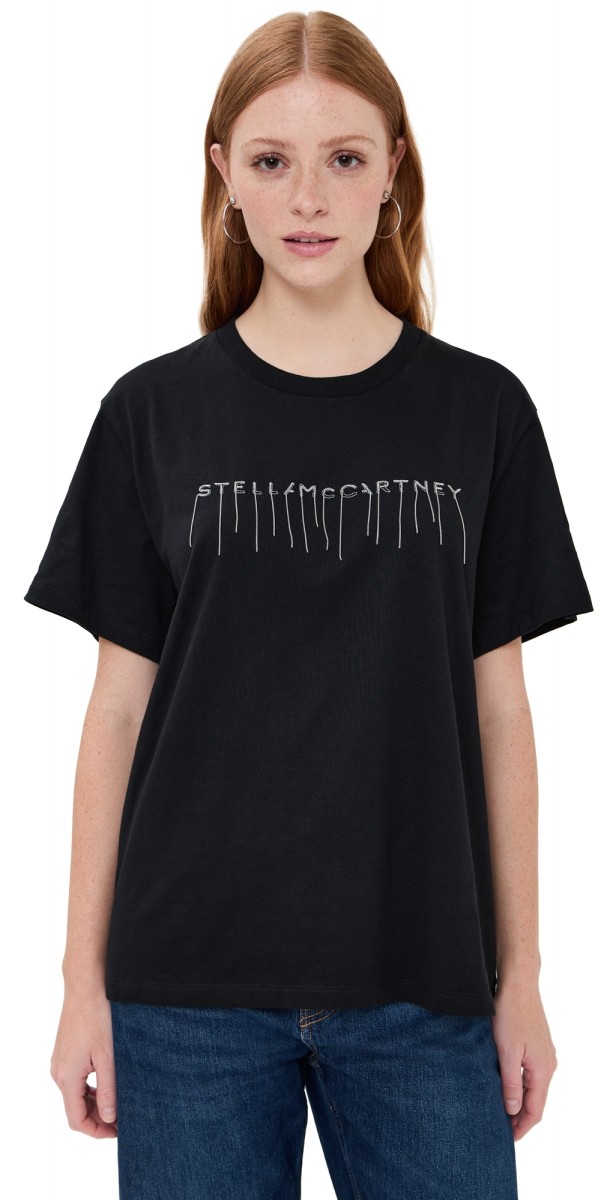 Stella McCartney Embroidered Stella Logo T-Shirt Black