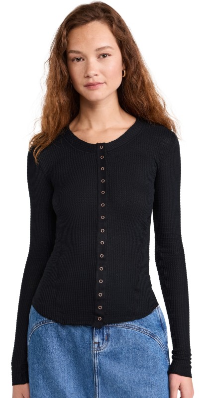 Free People Going Places Cardigan Black