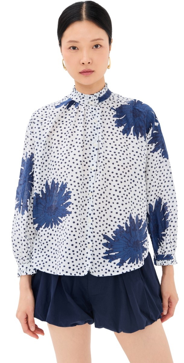 Alix of Bohemia Poet Indigo Dahlia Blouse Navy