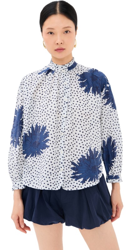 Alix of Bohemia Poet Indigo Dahlia Blouse Navy