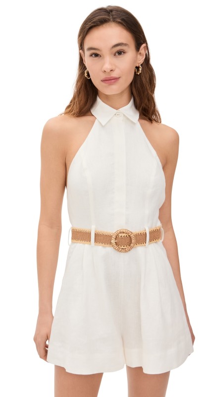 Zimmermann Halter Neck Romper Ivory