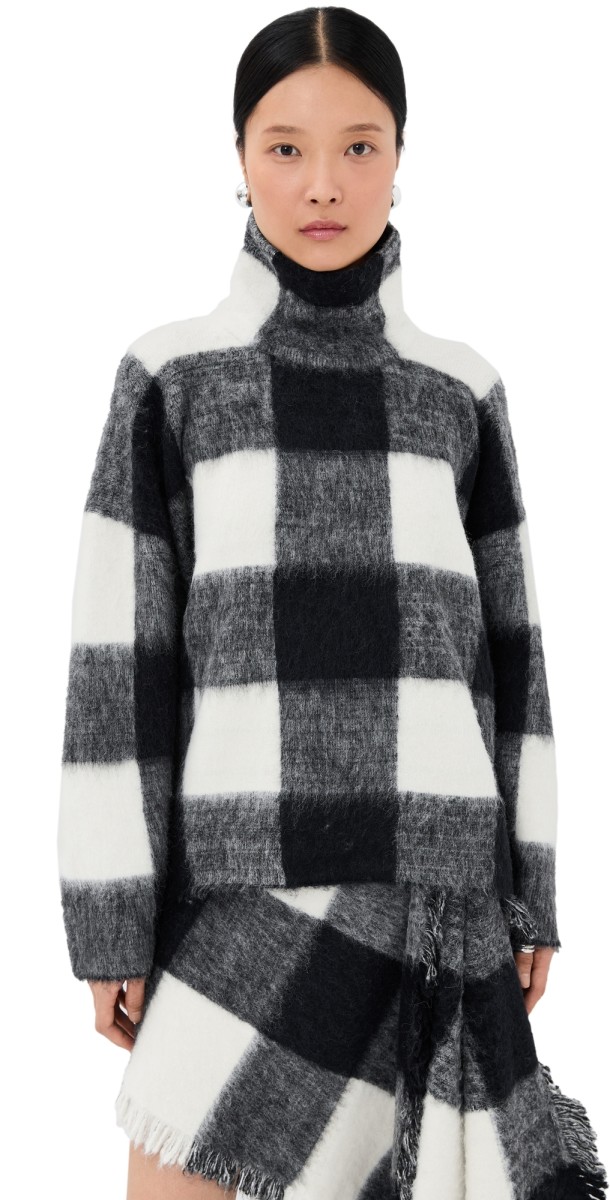 Proenza Schouler Kai Top In Brushed Glenplaid Knit Black multi