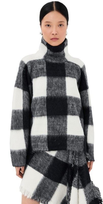 Proenza Schouler Kai Top In Brushed Glenplaid Knit Black multi