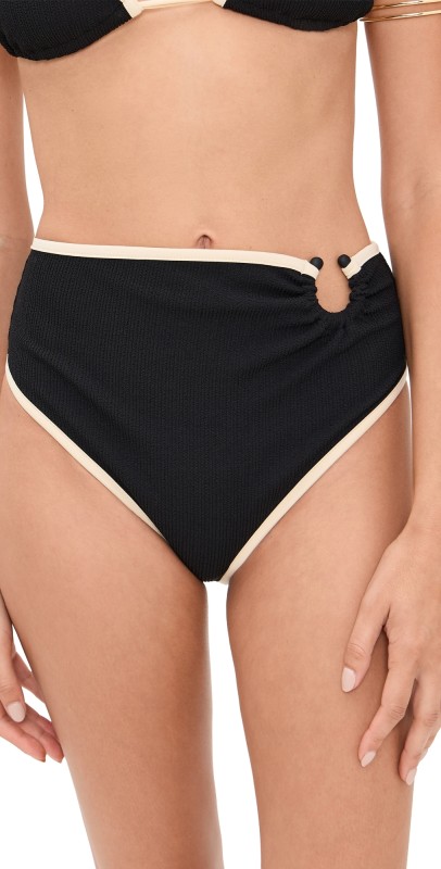 Johanna Ortiz Susurro Del Agua Bikini Bottoms Black/Ecru