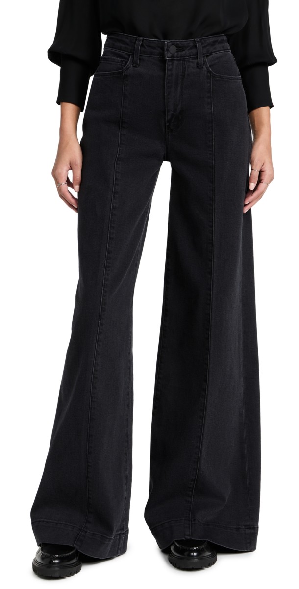 L'AGENCE Sandy High Rise Wide Leg Jeans Washed Black