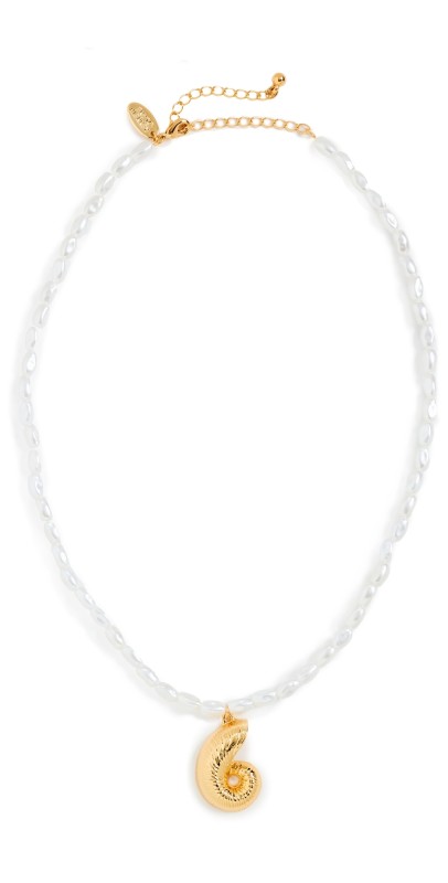 Kenneth Jay Lane Gold Seashell Pendant Necklace Pearl/Gold