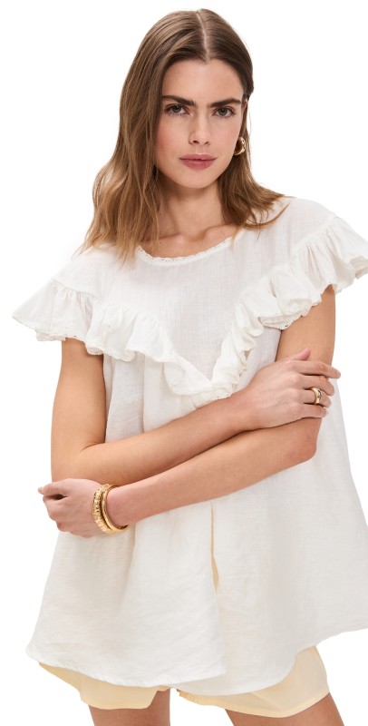 VRG GRL Viola Linen Tunic White