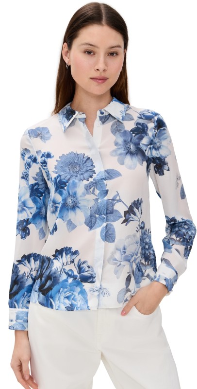 alice + olivia Willa Relaxed Placket Top Affection Small