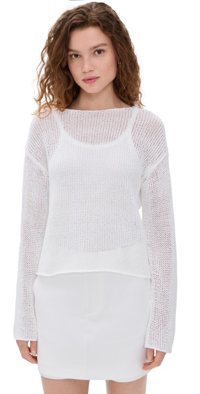 Vince Coated Cotton Pullover Optic White