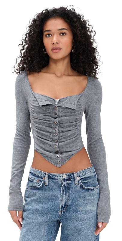 Miaou Sophie Corset Cardigan Heather Grey