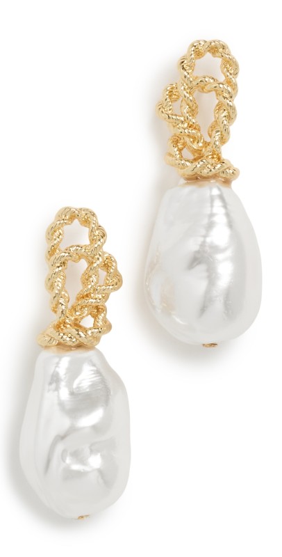 Lele Sadoughi Chateau Rope Button Earrings Pearl 100