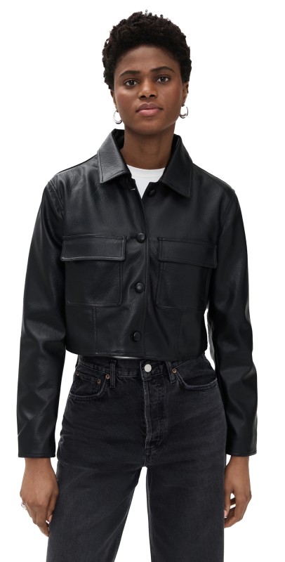 Pixie Market Faux Leather Crop Jacket Black