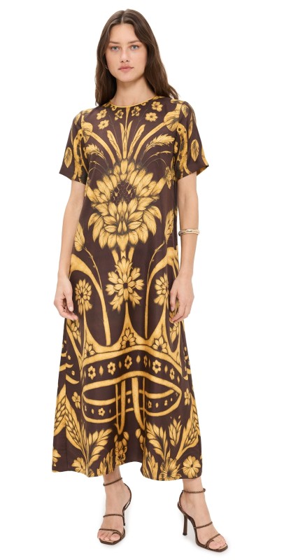 F. R.S For Restless Sleepers Criso Dress Brown Background With Crown