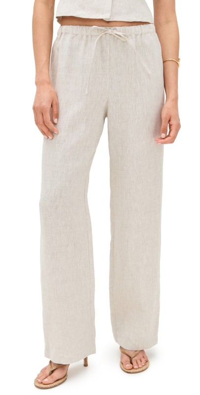 Reformation Olina Linen Pants Oatmeal
