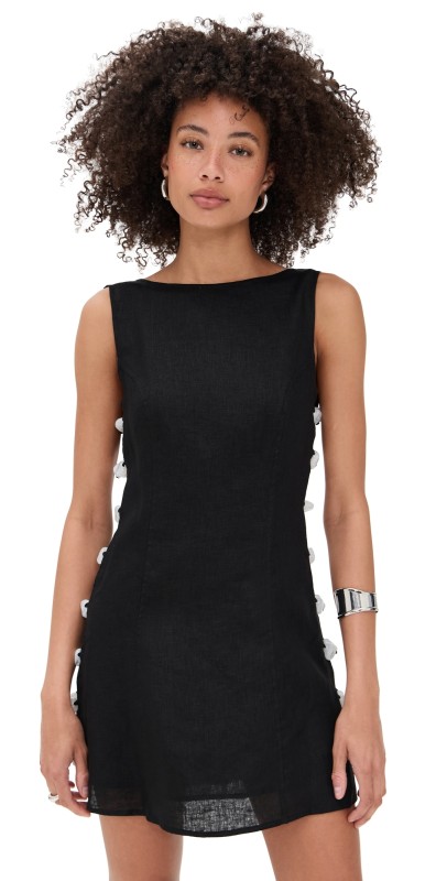 VRG GRL Tia Linen Mini Dress Black Black