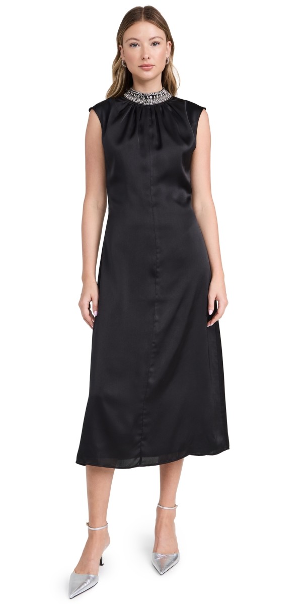 MISA Kira Dress Black Satin