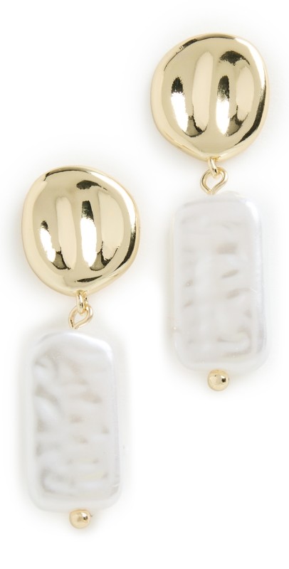 By Adina Eden Baroque Pearl Drop Fancy Stud Earrings Pearl Whit