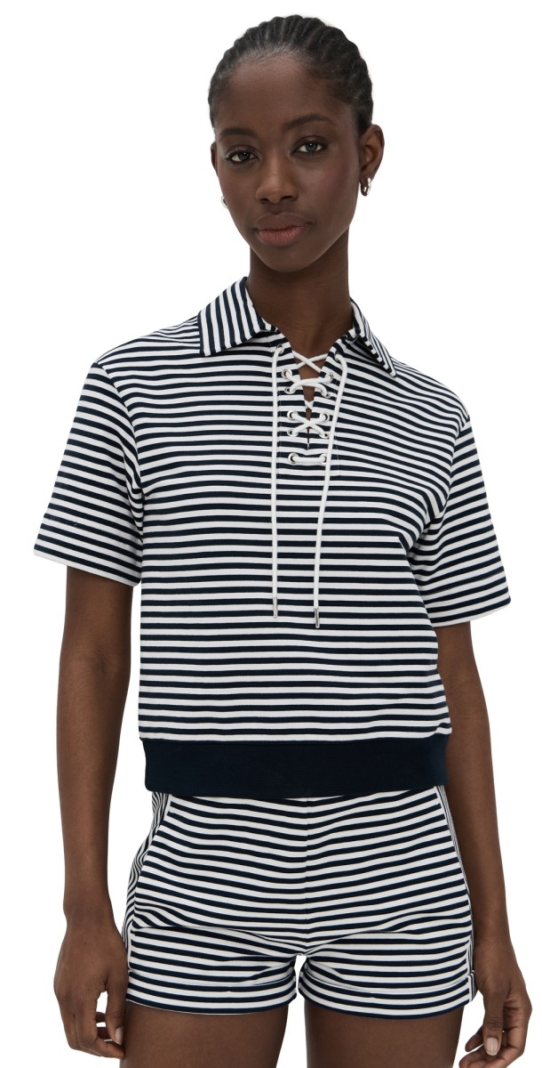 ALIGNE Arlo Stripe Top Navy & White