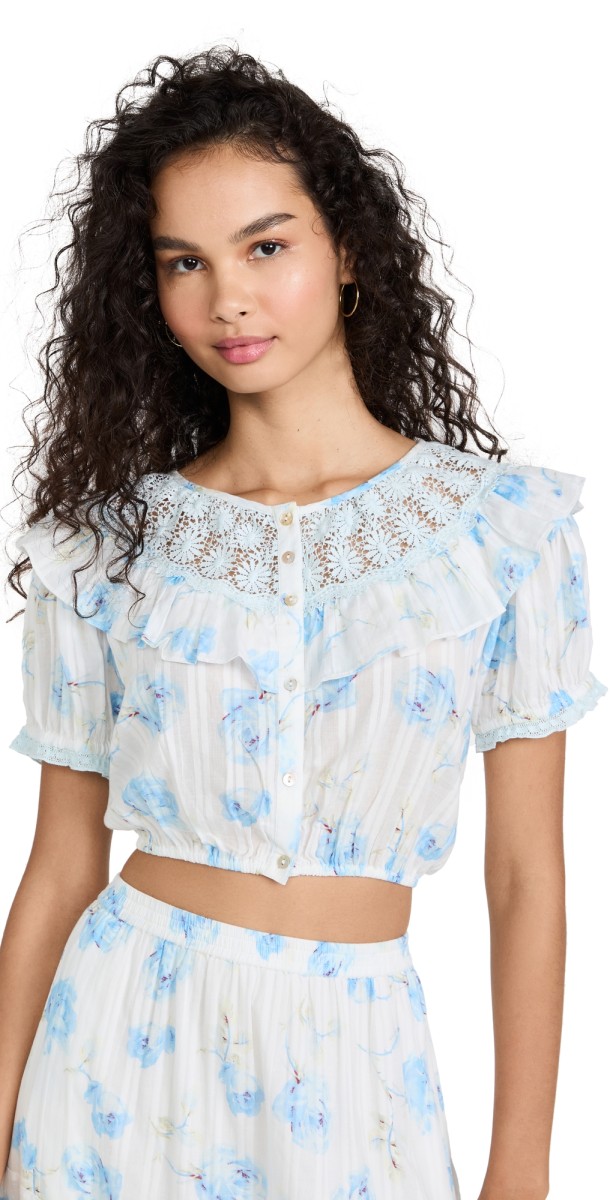 LoveShackFancy Elania Crop Top Santa Rosa River