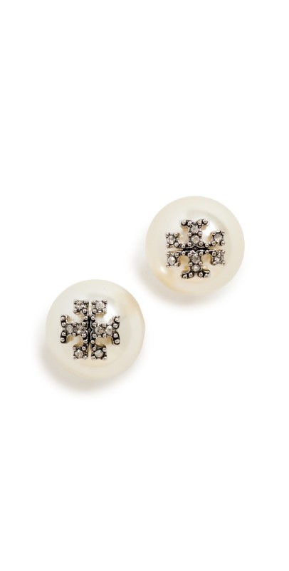 Tory Burch Kira Pearl Stud Earrings Tory Silver/Pearl/Crystal