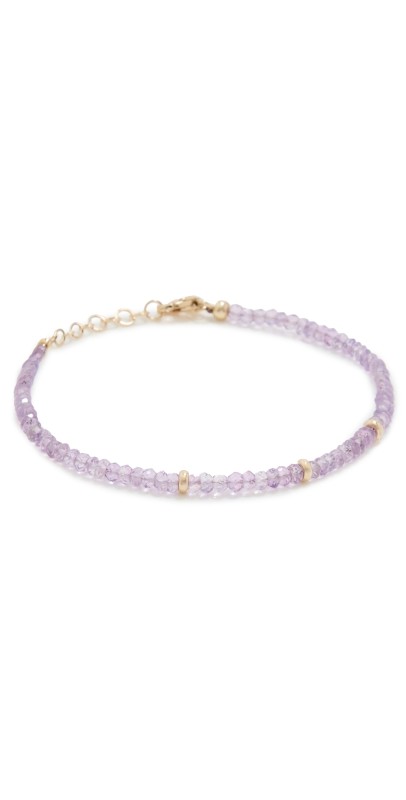 EF Collection 14k Amethyst Birthstone Bead Bracelet 14k Yellow Gold