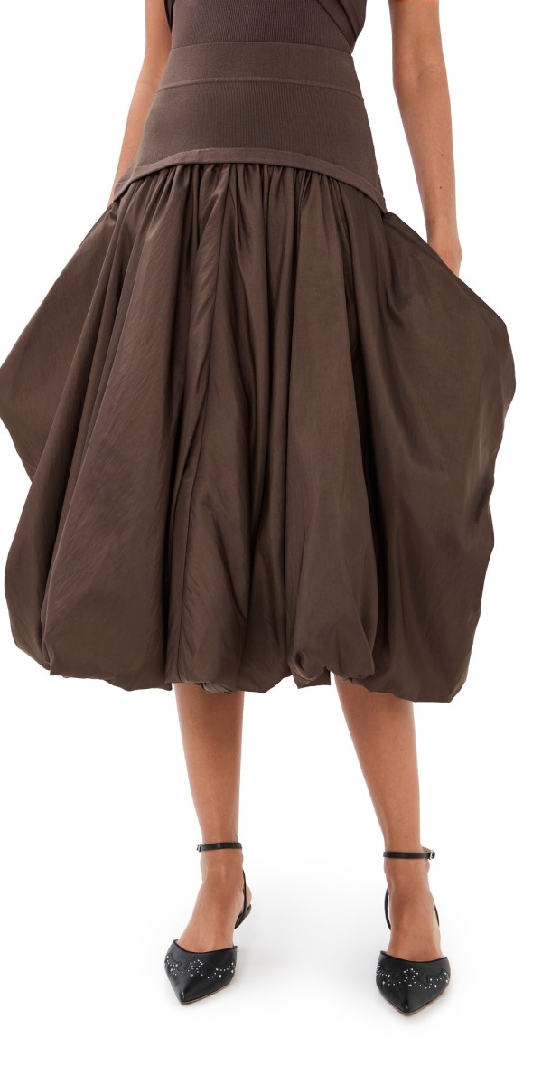 SIMKHAI Corinn Midi Skirt Chocolate