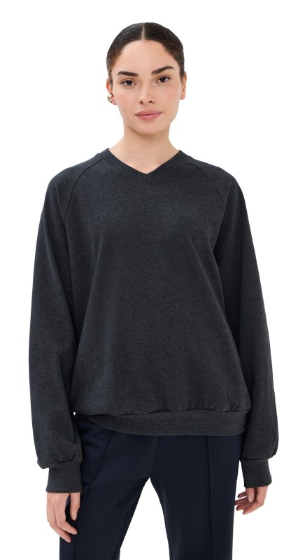 Tibi Perfect T Vintage Sweatshirt Charcoal Grey