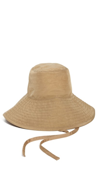 Loeffler Randall Hannah Washed Nylon Bucket Hat Parchment Washed Nylo
